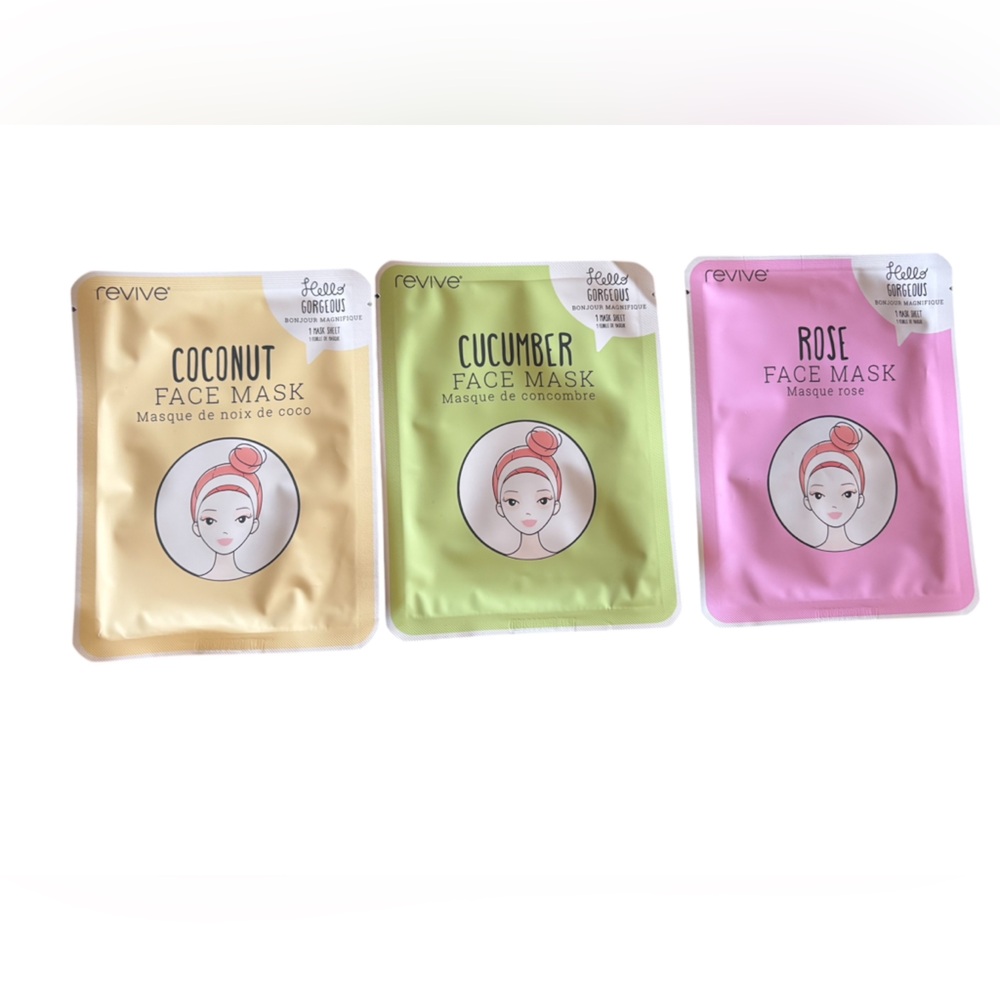 Revive Face Mask Set - Coconut, Cucumber, Rose